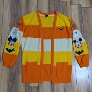 EUC! Disney Her Universe Halloween Mickey Mouse Candy Corn Cardigan Sweater S